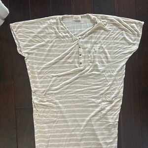 Dwell & Slumber Caftan Dress Tan White Stripe Nursing Maternity XS/S‎ relaxation